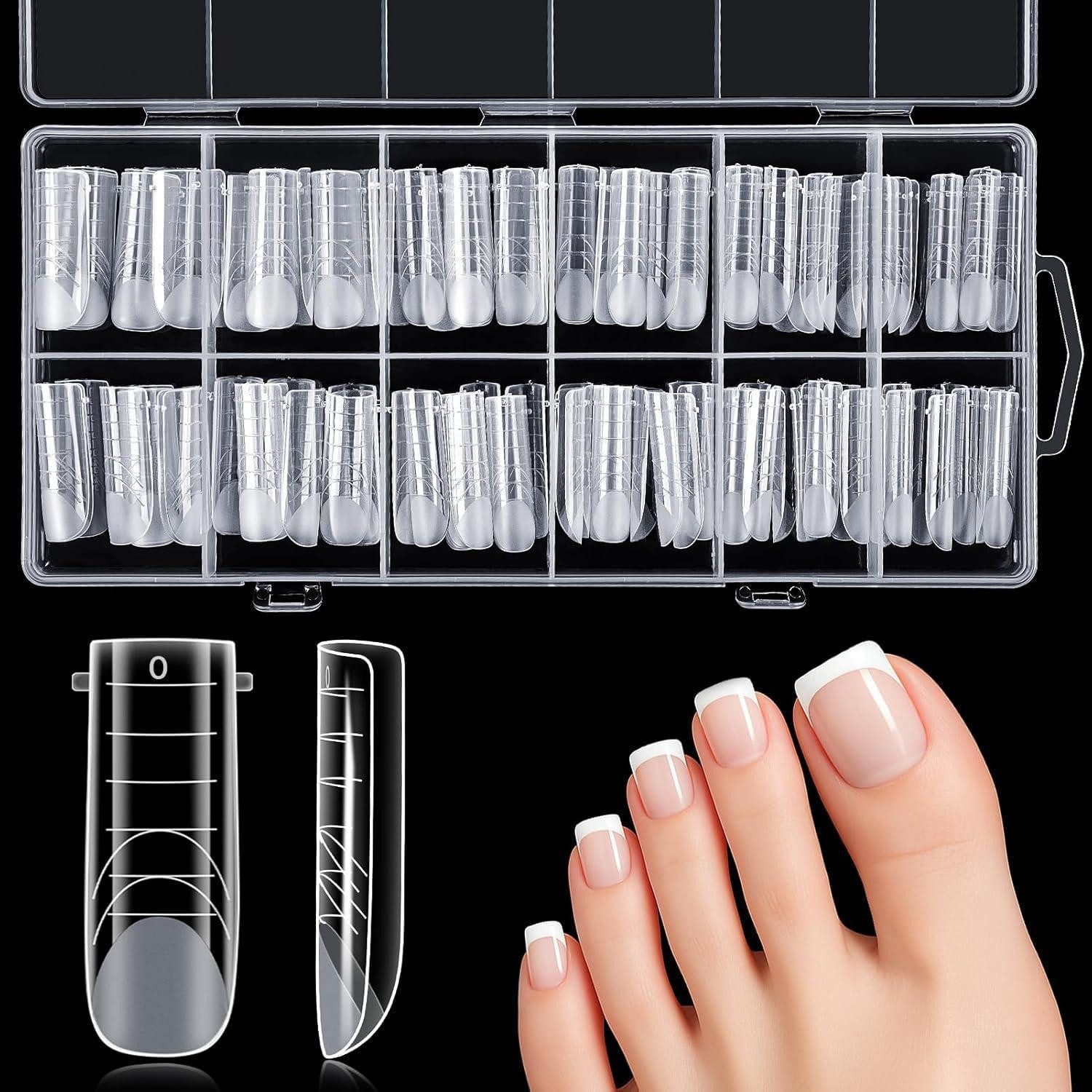 LuxusKollektion Nageldesign Zubehör Nagelspitze Dual Form Polygel 120 Stück mit Skalenlinien für Fußnägel