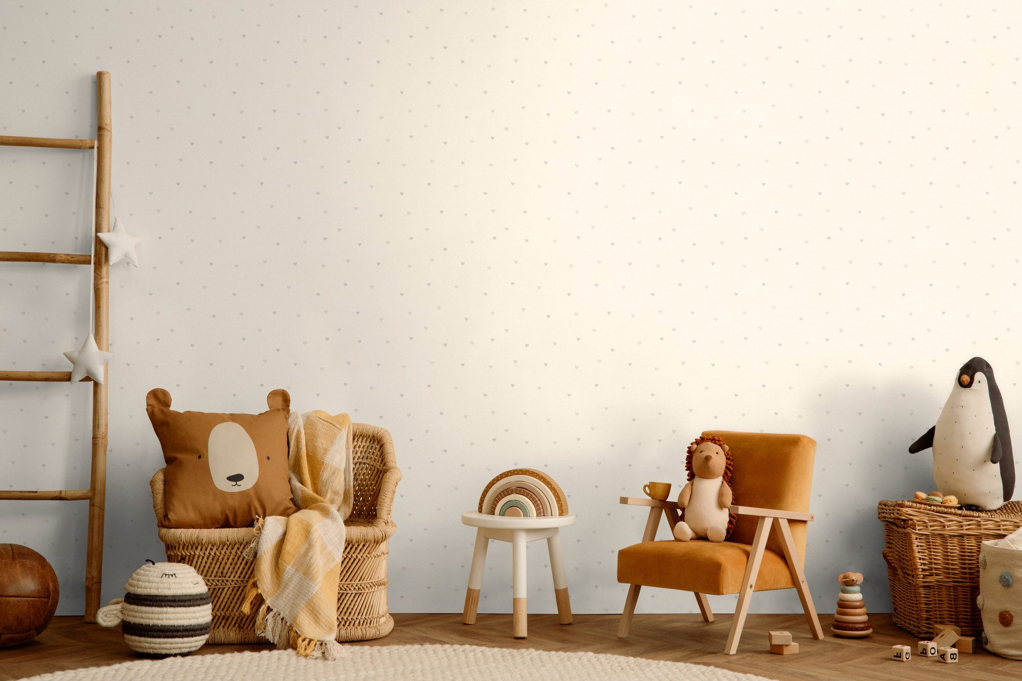 living walls Vliestapete Kids Studio Herzen – Glitzer Vliestapete für Kinder, glatt, leicht glänzend, Glitzermuster, gemustert, Kleine Herzen mit dezenten Glitzer- und Glanzakzenten