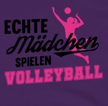 Shirtracer Hoodie Echte Mädchen spielen Volleyball schwarz / fuchsia Kinder Sport Kleidung