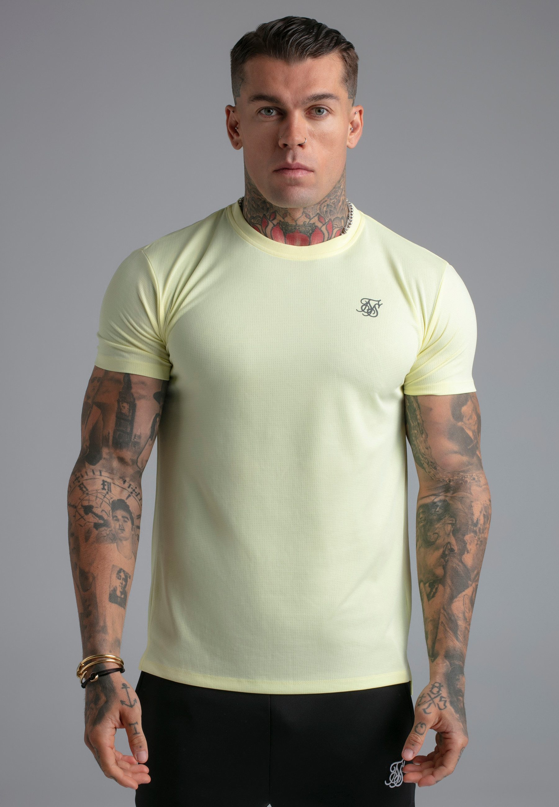 T-Shirt SikSilk Herren Gelb Muscle Fit T-Shirt