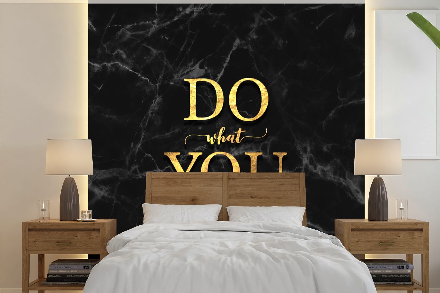 Schlafzimmer, Tapete Motivation oder St), Vinyl Gold Zitate bedruckt, Matt, Wandtapete für - - - Marmor, MuchoWow (5 Wohnzimmer Fototapete