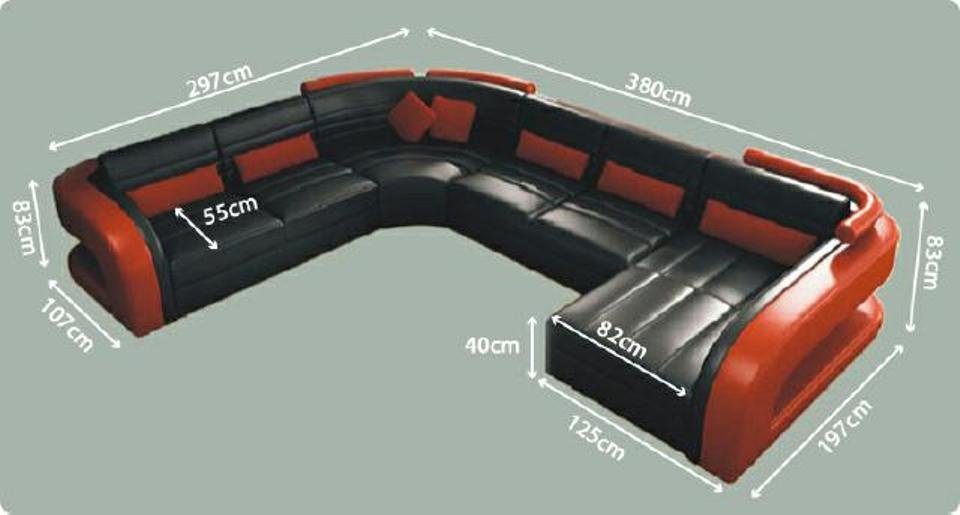 JVmoebel Ecksofa, LEDERSOFA SOFA POLSTERECKE U ECKCOUCH Form WOHNLANDSCHAFT COUCH