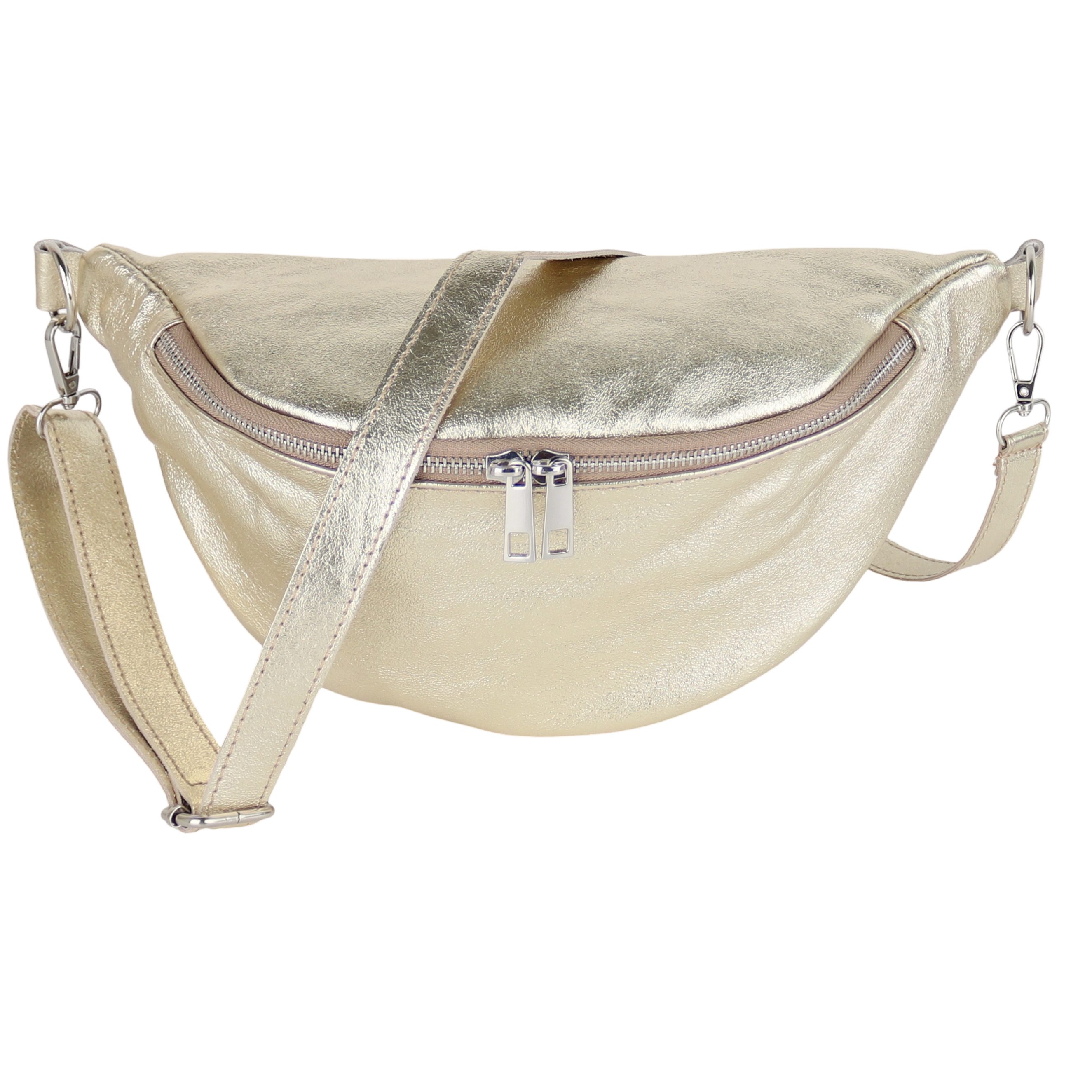 MIRROSI Bauchtasche Damen, Wildleder, Made in Italy, Umhängetasche; Brusttasche (Schultertasche für jeden Anlass (1 Tasche & 1 Gurt), 33x18x12cm, Reißverschlussfach auf der Rückseite), Crossbody Bag, Schulterriemen Länge verstellbar
