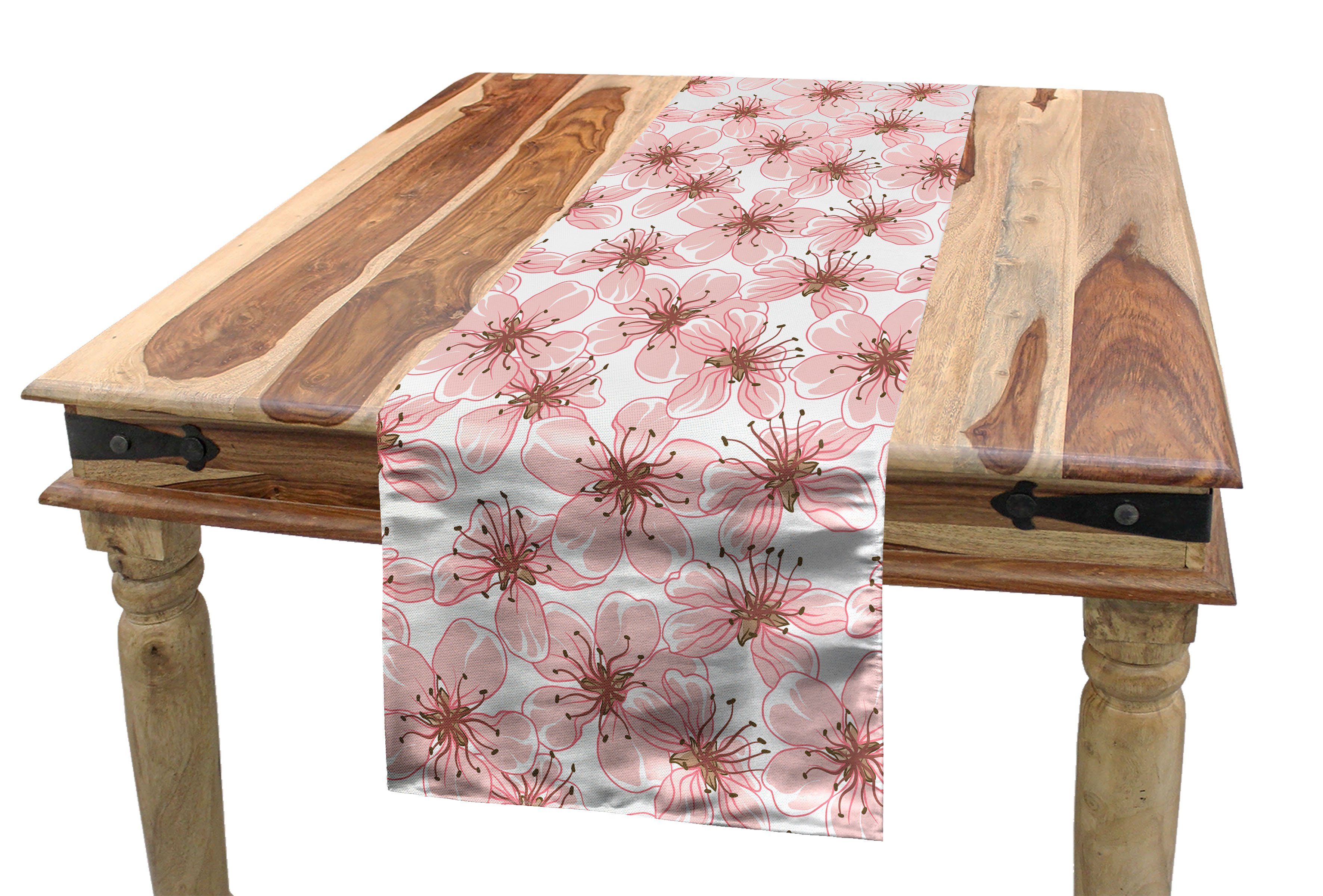 Abakuhaus Tischläufer Esszimmer Küche Rechteckiger Dekorativer Tischläufer, japanisch Boho Sakura Flora Muster
