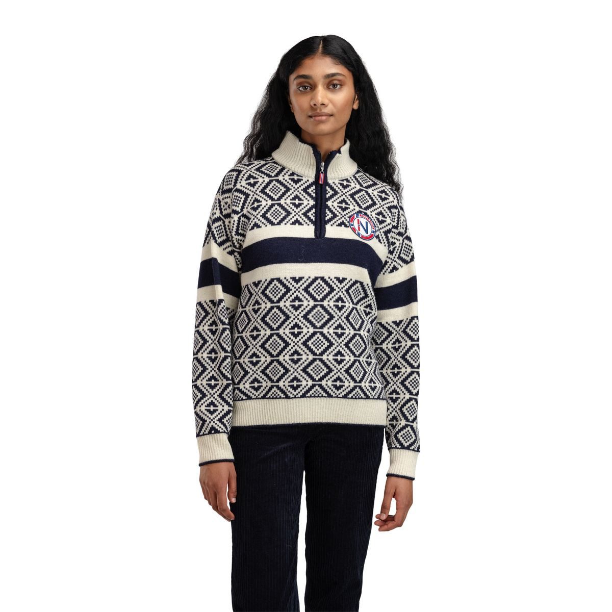 Dale of Norway Fleecepullover Team Norway Cortina Fem. Sweater Eleganter Damenpullover aus hochwertiger norwegischer Wolle