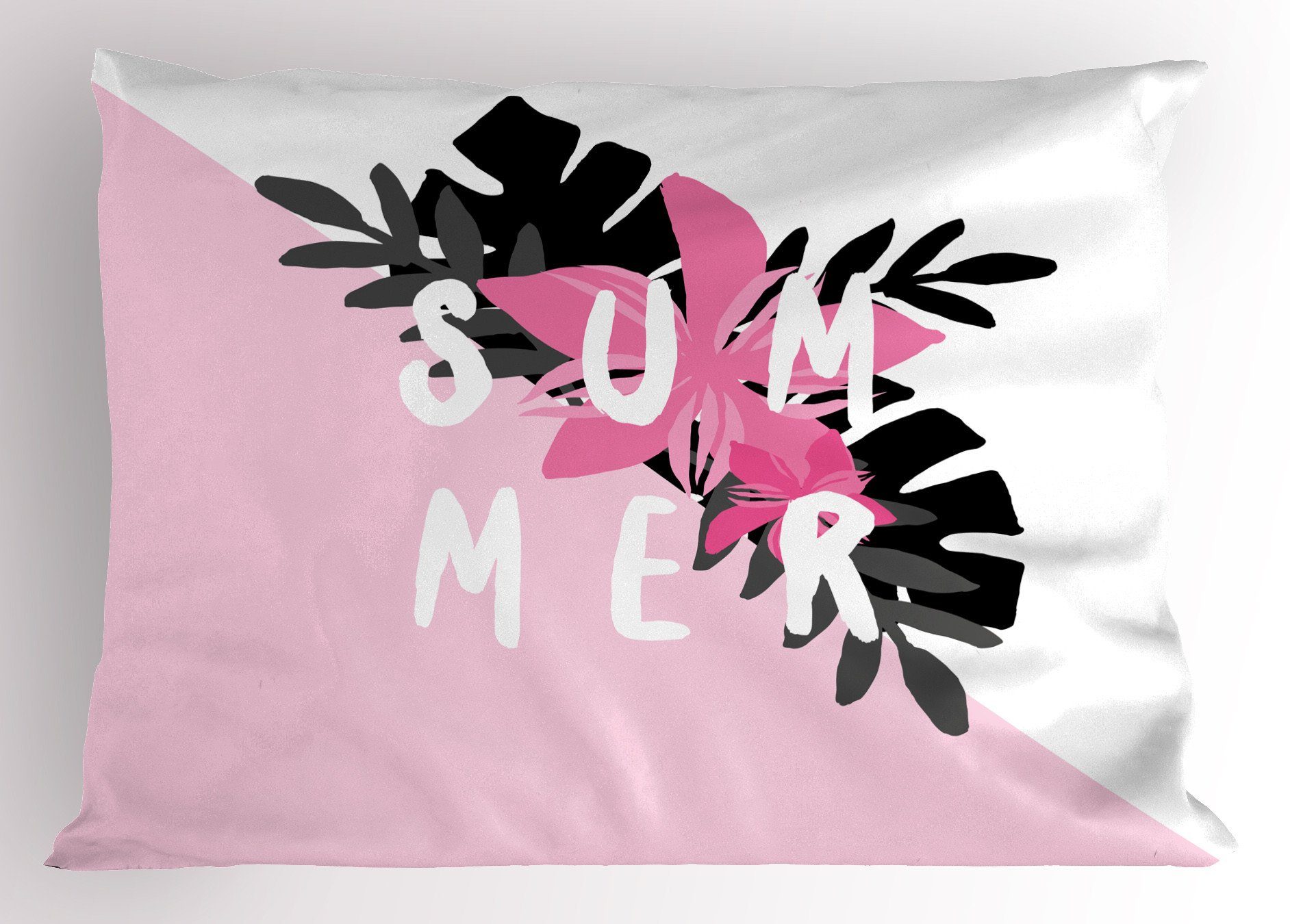 Kissenbezüge Dekorativer Standard King Size Gedruckter Kissenbezug, Abakuhaus (1 Stück), rosa Blätter summer Design