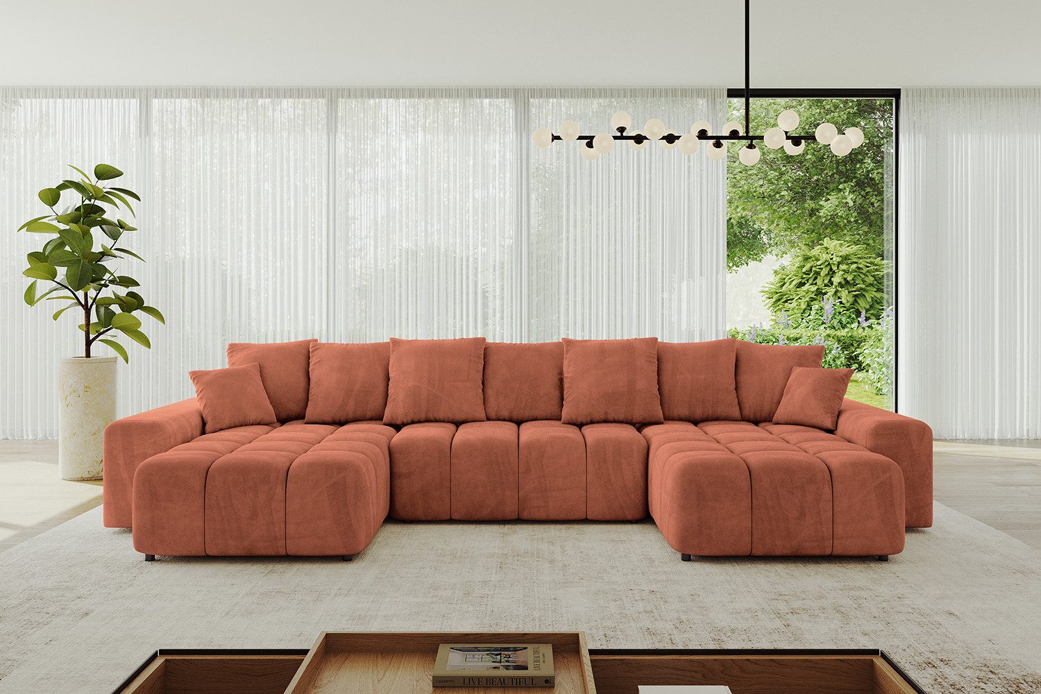 ALTDECOR Wohnlandschaft ENIL-U, Couch mit Schlaffunktion, Wohnzimmer - Ecksofa, Corner Sofa Bett Eckcouch Couch U-Form Schlafcouch Ausziehbar