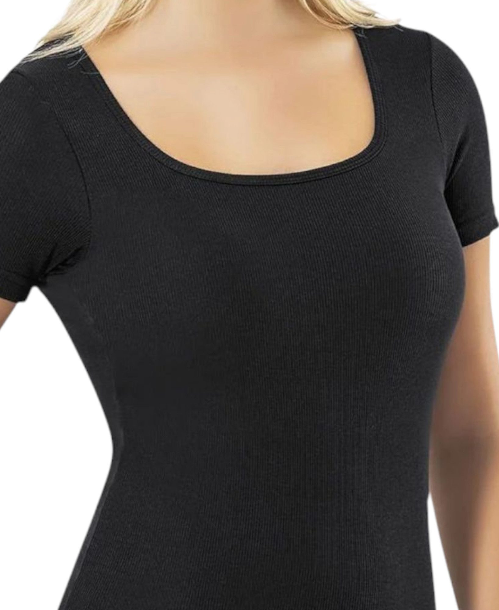 fashionshowcase Shirttop Damen Modal-Rippshirt mit Karree-Ausschnitt, Halba günstig online kaufen