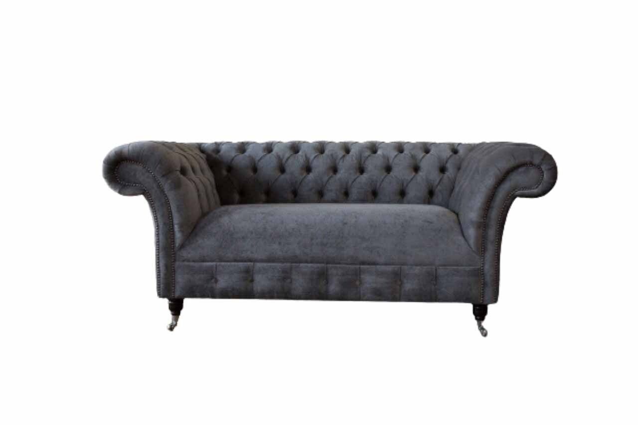 JVmoebel Sofa Chesterfield Couch Sofa 2 Sitzer Polster Stoff Design Luxus Sofas, Made In Europe