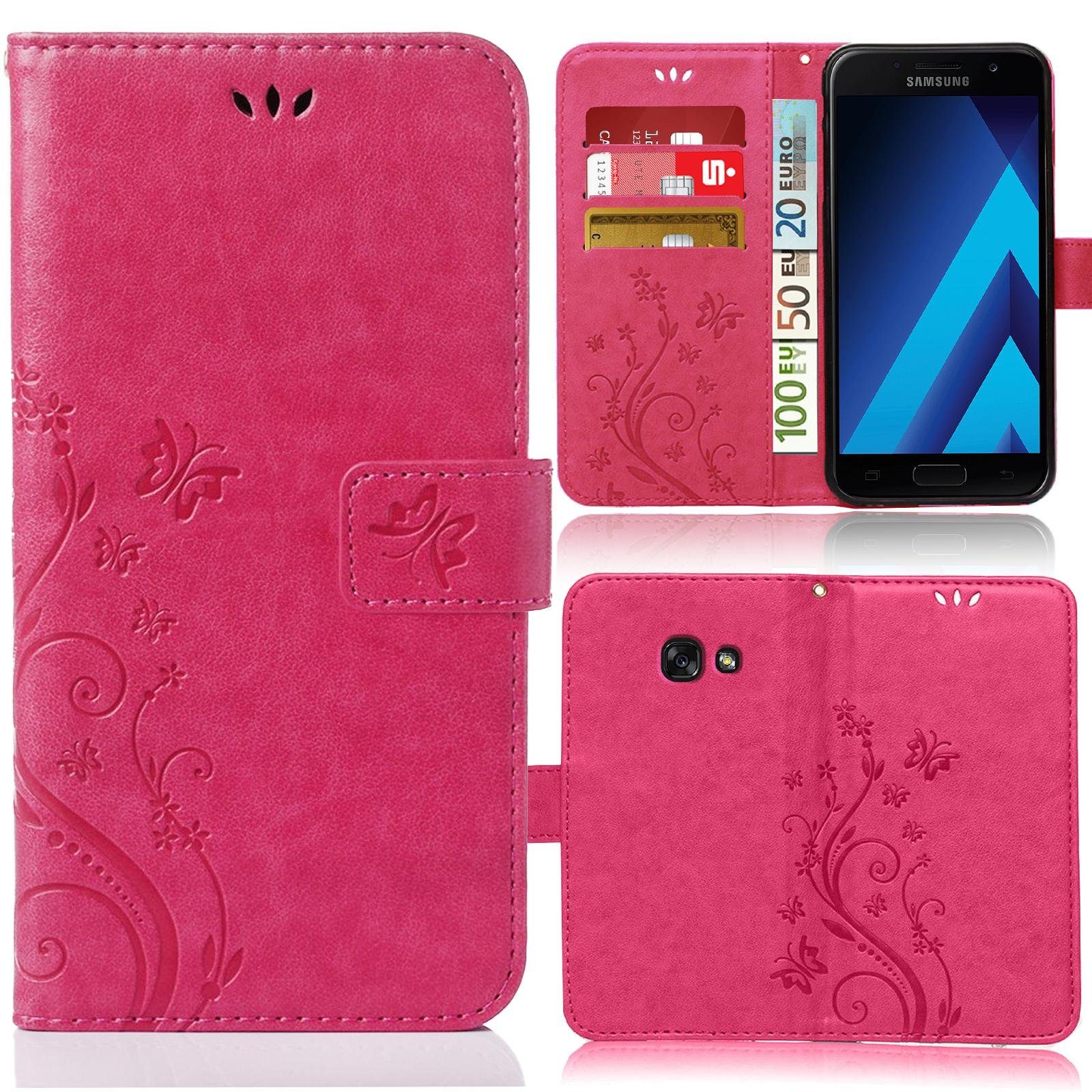 Numerva Handyhülle Bookstyle Flower für Samsung Galaxy A5 2017, Handy Tasche Schutzhülle Klapphülle Flip Cover mit Blumenmuster