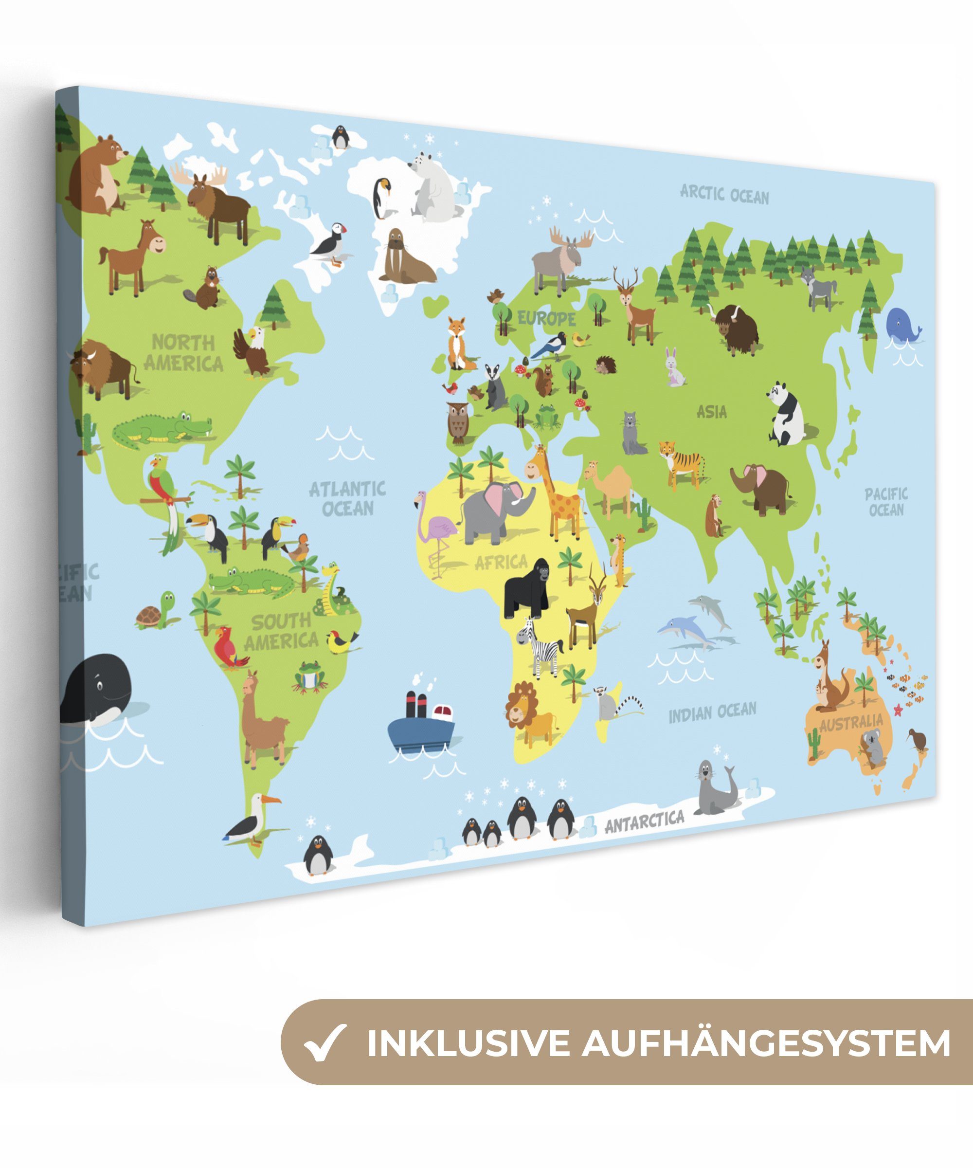 OneMillionCanvasses® Leinwandbild Weltkarte - Kinder - günstig online kaufen