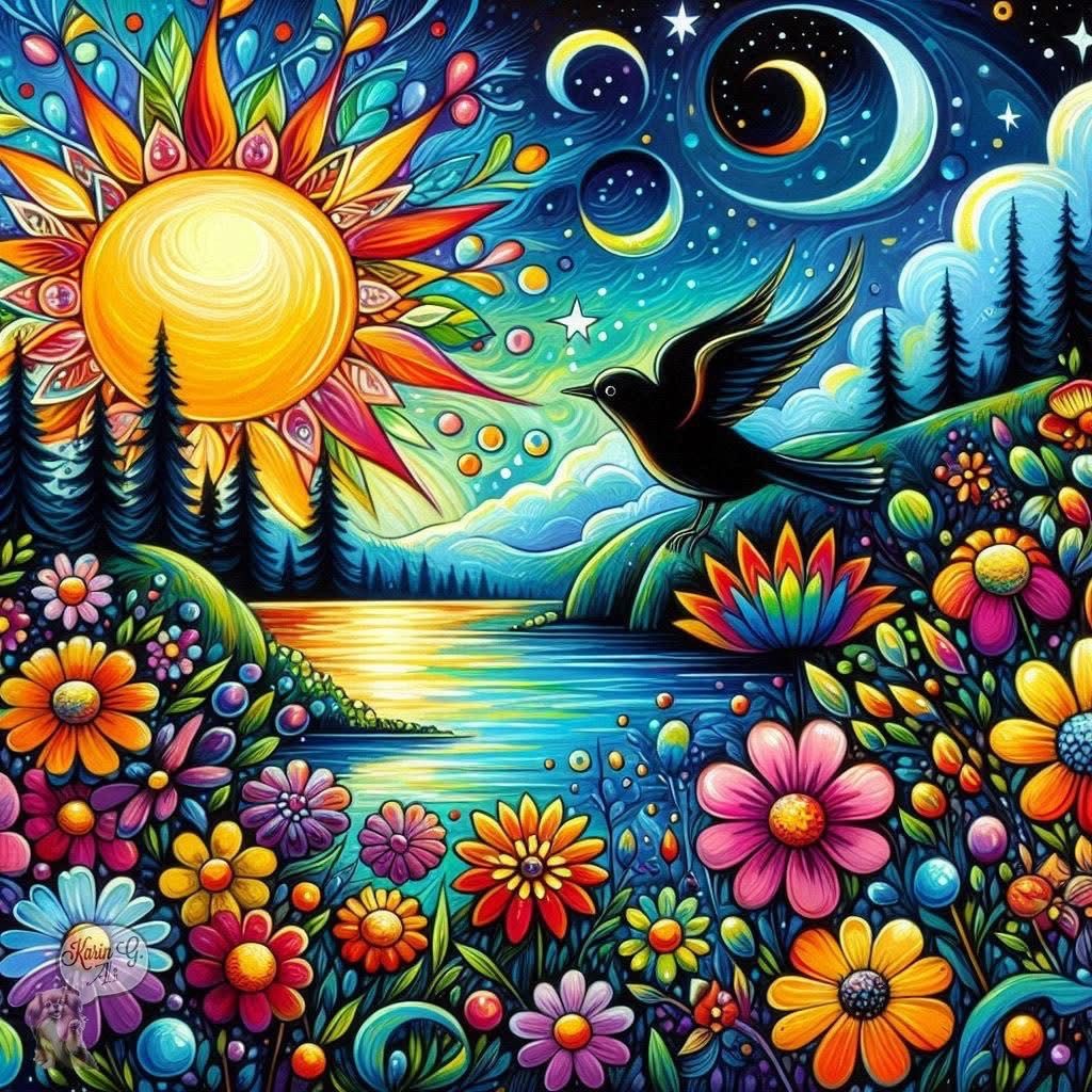 Rötting Design Malen nach Zahlen BASTELIDEE 5d Diamond Painting Set Motiv farbenfrohe Seenlandschaft (Komplett-Set), Diamond Painting Vollbild, Lieferung enthält alle Utensilien