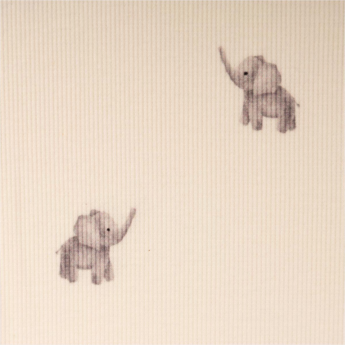 SCHÖNER LEBEN. Stoff Rippjersey Elefanten wollweiß weicher Baumwolljersey 1,20m Breite, allergikergeeignet