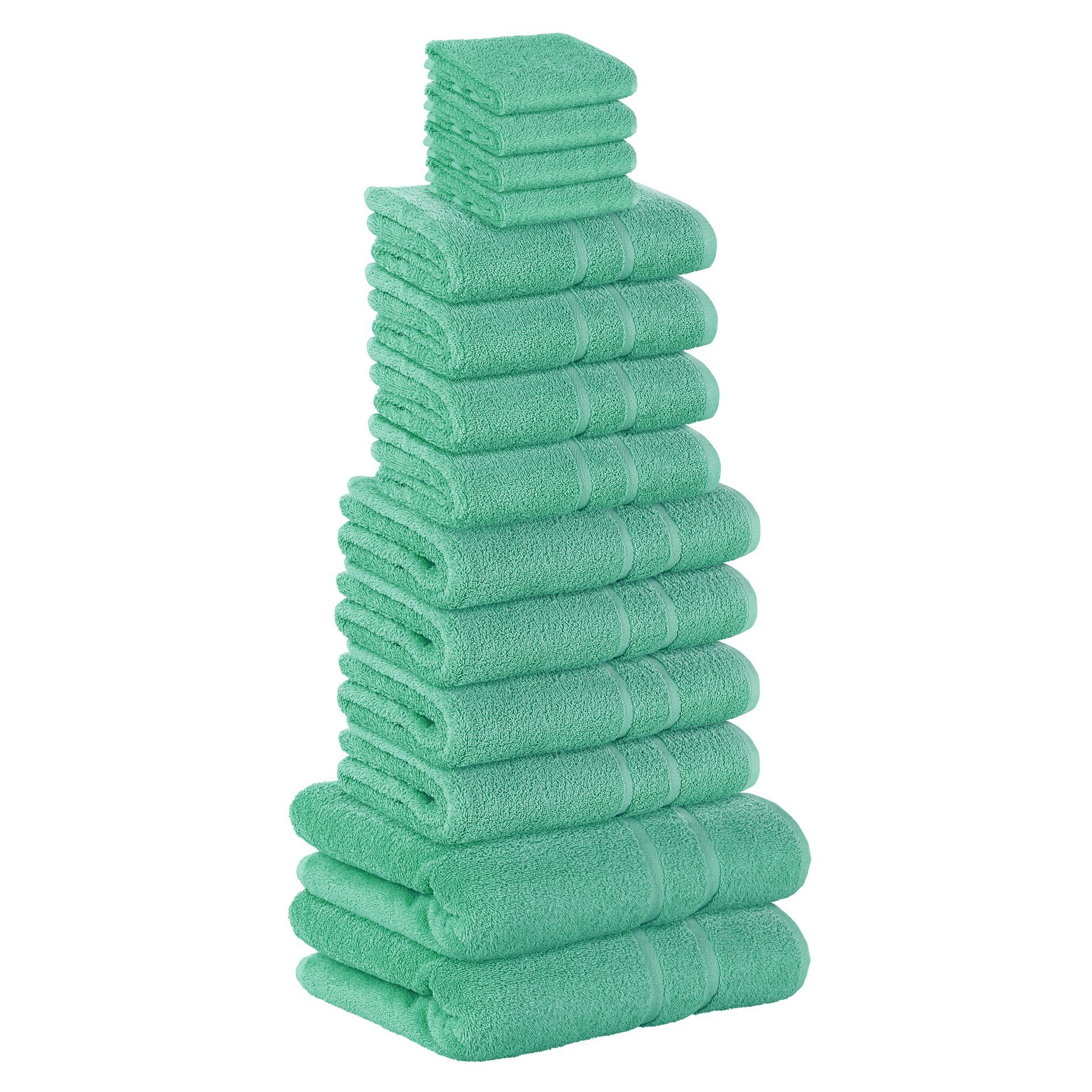 StickandShine Handtuch Set 4x Frottee Pack, 100% 4x Smaragdgrün Gästehandtuch Duschtücher 500 verschiedenen 500 14er Teilig) SET (14 Baumwolle Badetücher 100% 4x Handtuch Baumwolle 2x GSM in Handtücher Farben GSM als