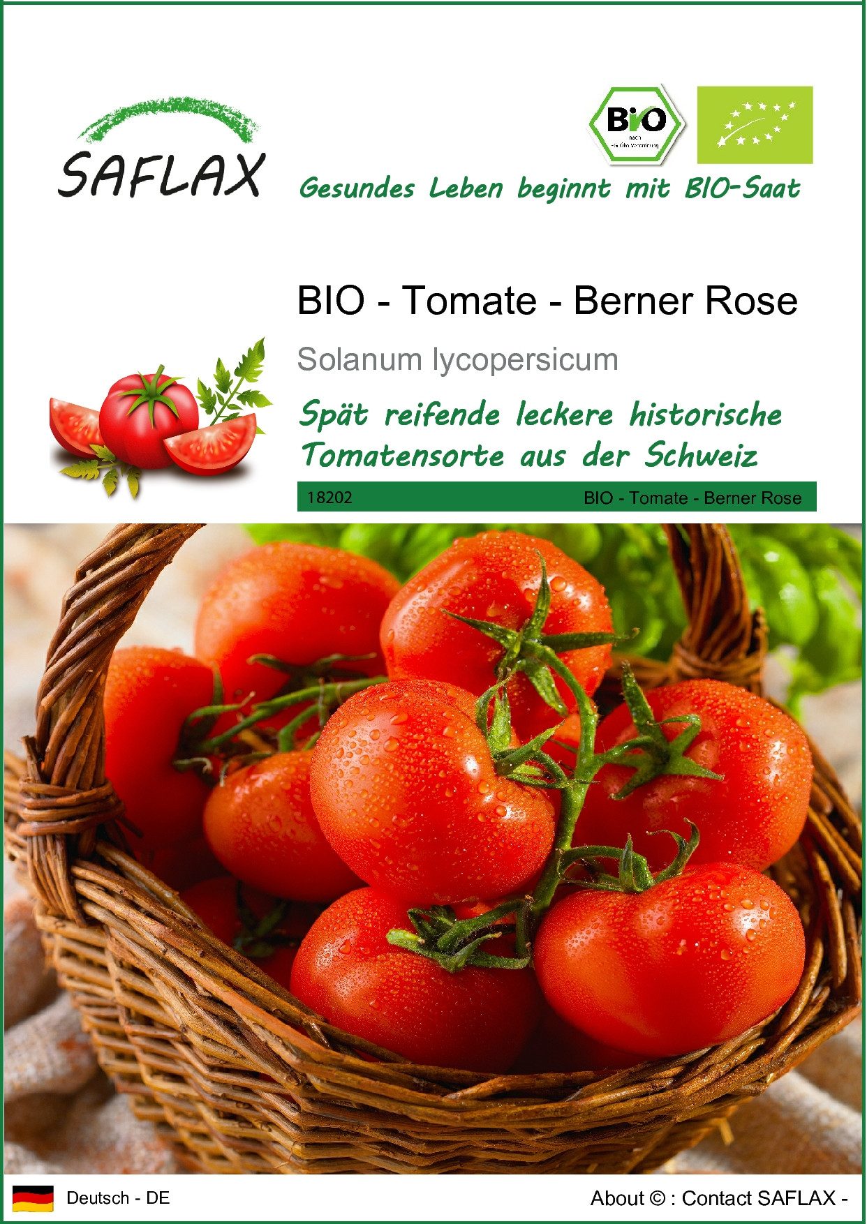 Gemüsesamen SAFLAX - Samen - BIO - Tomate - Berner Rose