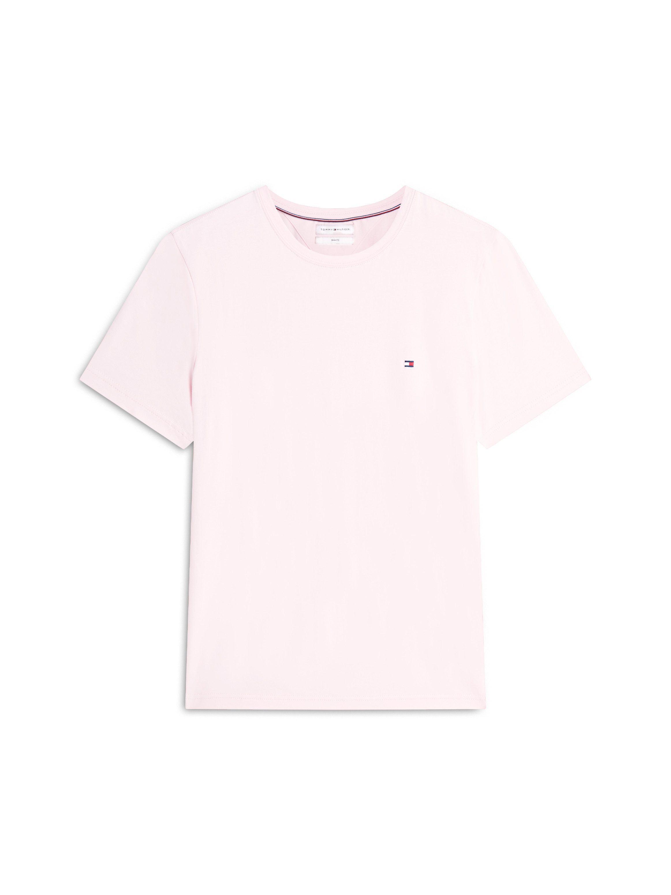 Tommy Hilfiger T-Shirt STRETCH SLIM FIT unifarben, casual, slim fit, Baumwollmix, Rundhals – Bild 5 von 5