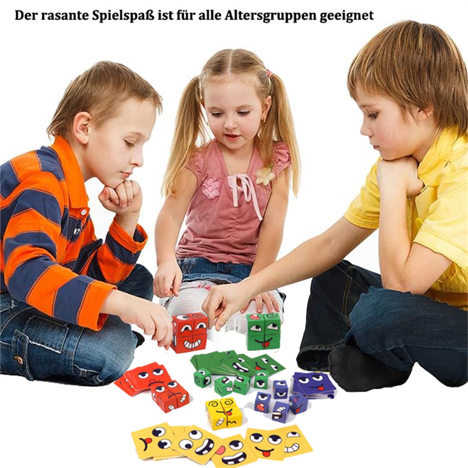 feinlux Würfelpuzzle Würfelpuzzle Ausdruck Spielzeug Würfelpuzzle, 16 Puzzleteile, Einfache Spielweise, hohe Interaktivität