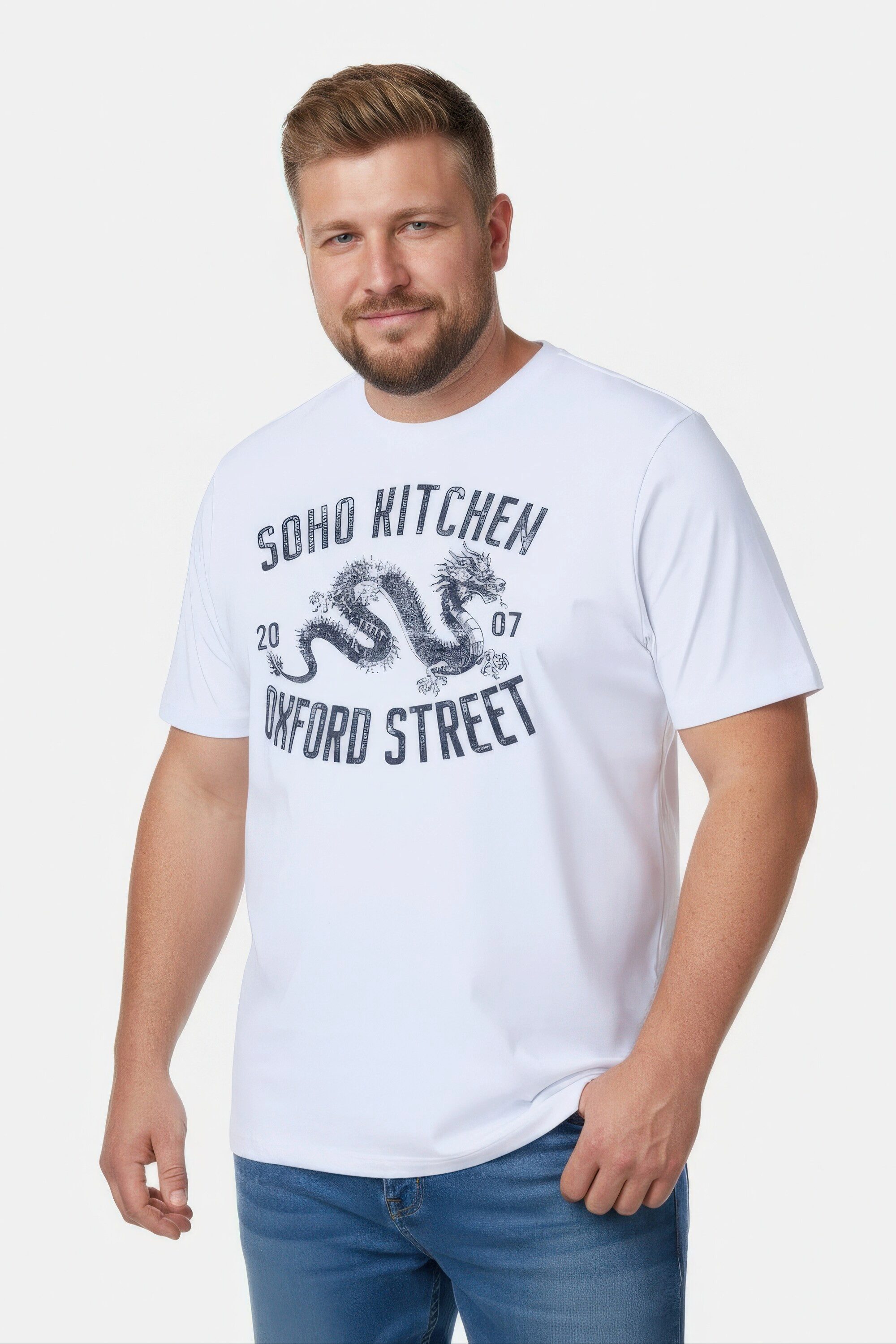 Men Plus T-Shirt T-Shirt Brustprint Halbarm Rundhals