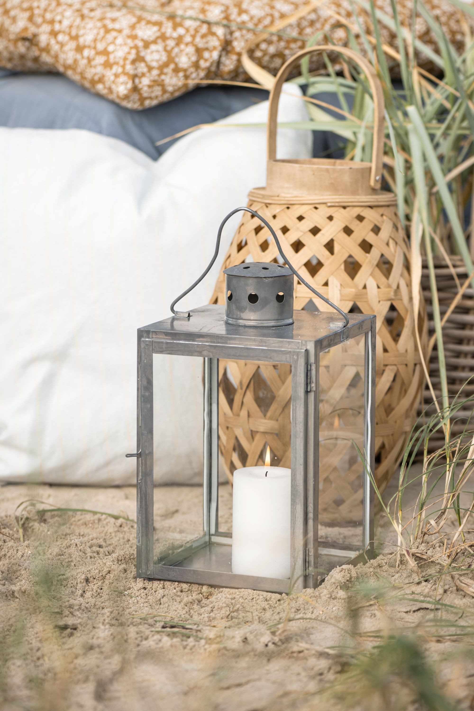 Ib Laursen Windlicht Ib Laursen - Laterne Windlicht Kerzenhalter H 29cm Glas Metall Grau