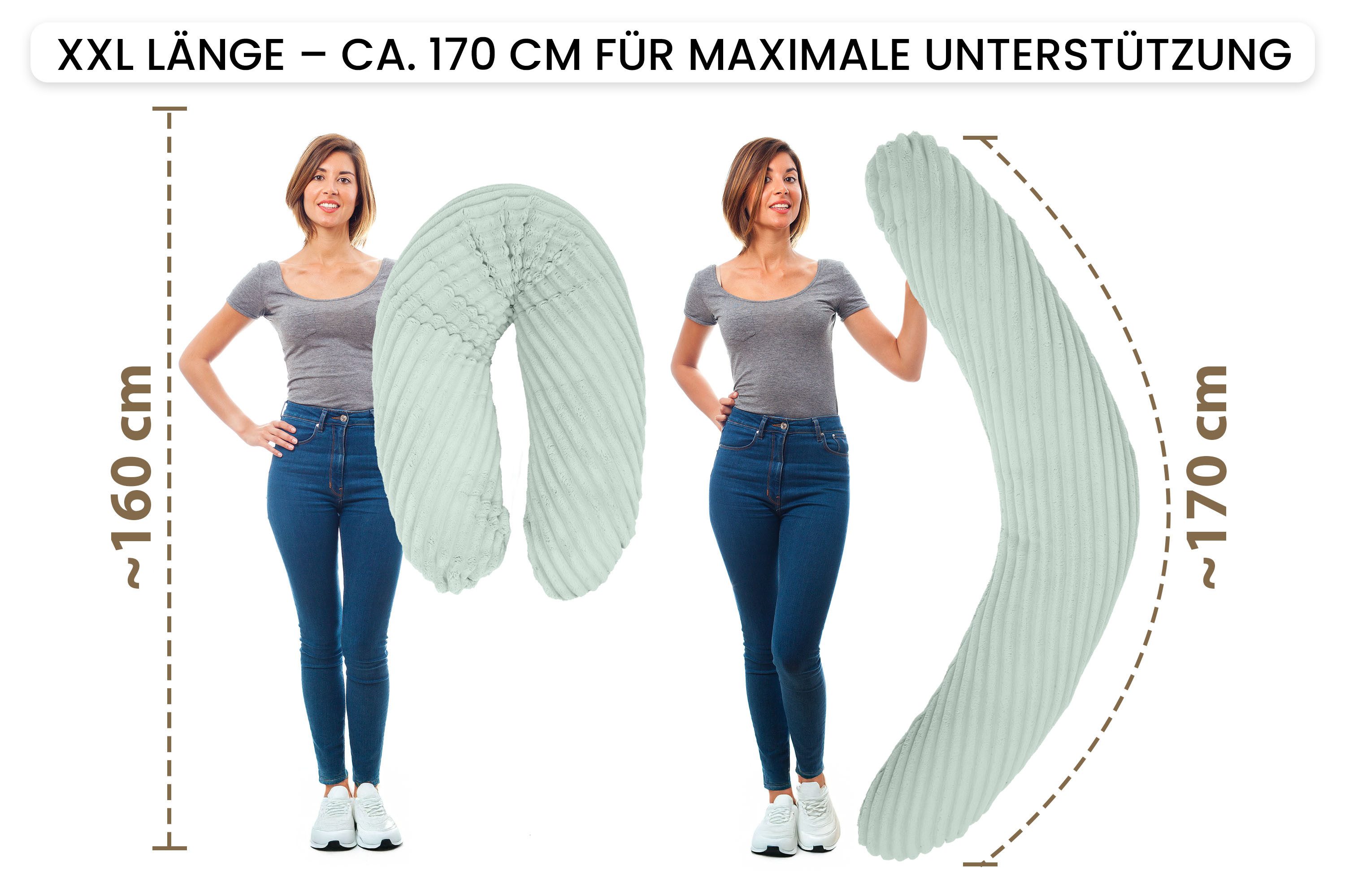 Amilian Stillkissen XXL 170 cm - Seitenschläferkissen - Schwangerschaftskissen, komfortables Pregnancy Pillow mit abnehmbarem Bezug, Schlafkissen für Seitenlage, Lagerungskissen für Schwangere und Stillzeit
