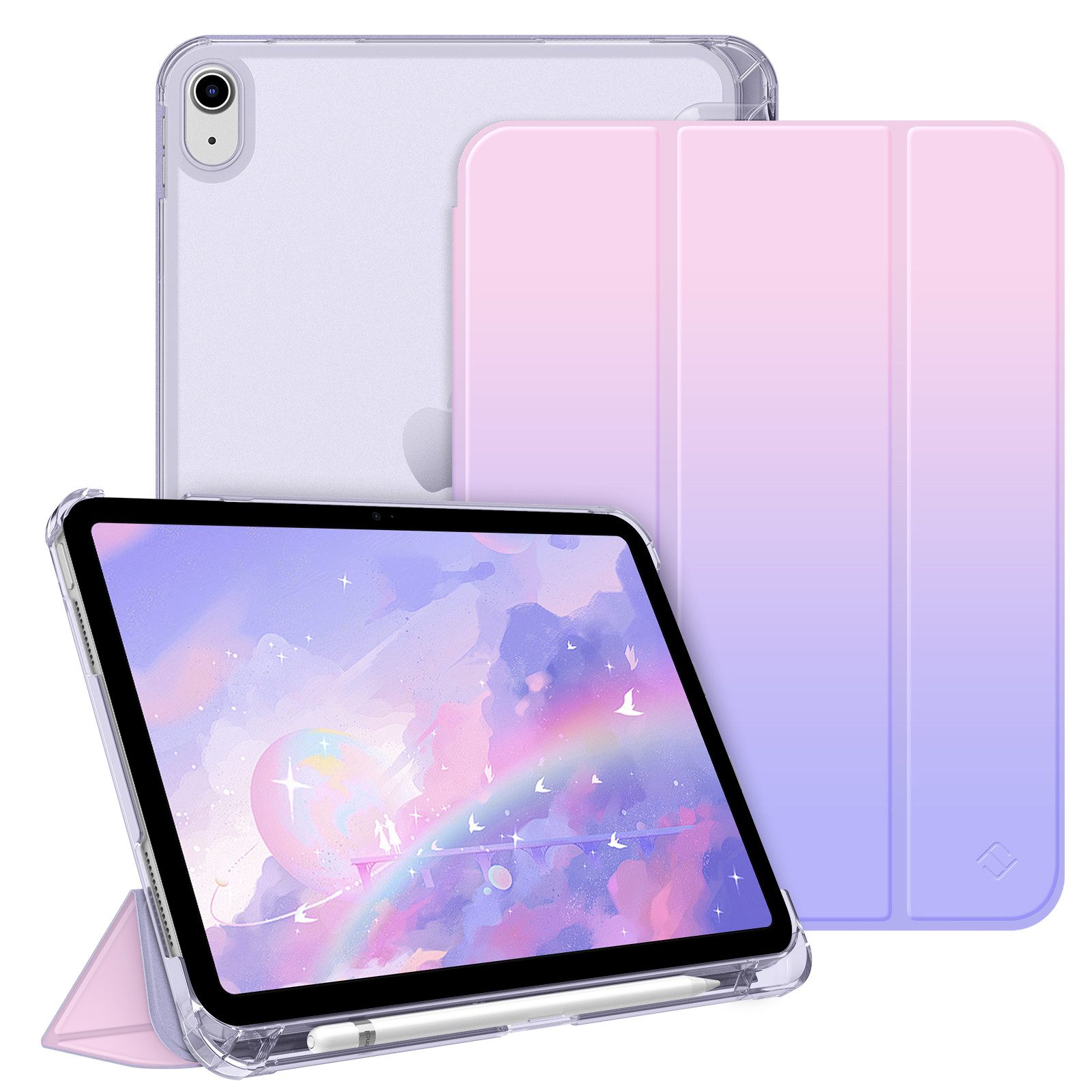 Fintie Tablet-Hülle für iPad 11 Generation 11‘’ 2025 (A16), iPad 10 Generation 10.9'' 2022, ultradünn, mit Stifthalter, transparenter Rückseite, Auto Schlaf/Wach