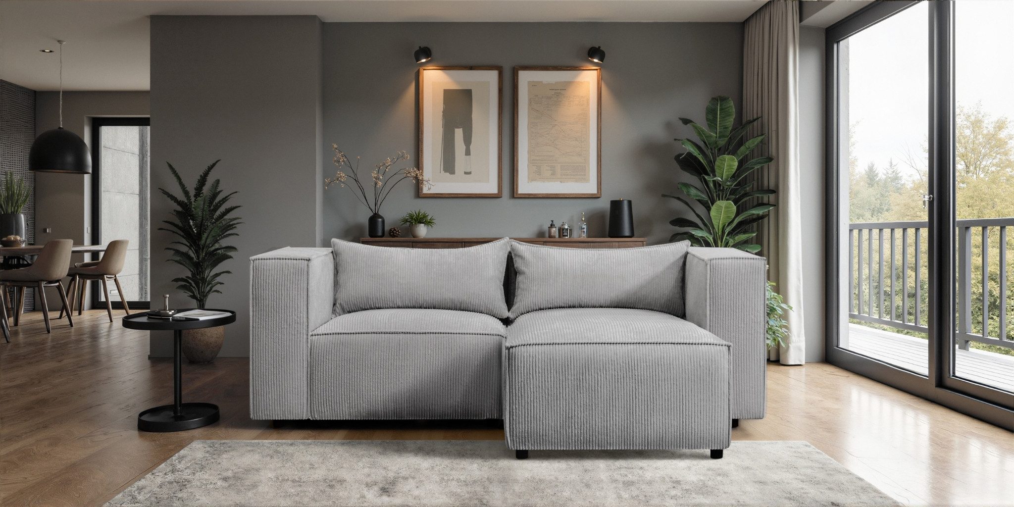 Kaiser Möbel Ecksofa im Cordstoff LINCOLN modernes Premium-Design und Komfort MODULO, Einzelsofa, Modulares Design Weiche Cord-Rippenstruktur Hohe Abriebfestigkeit