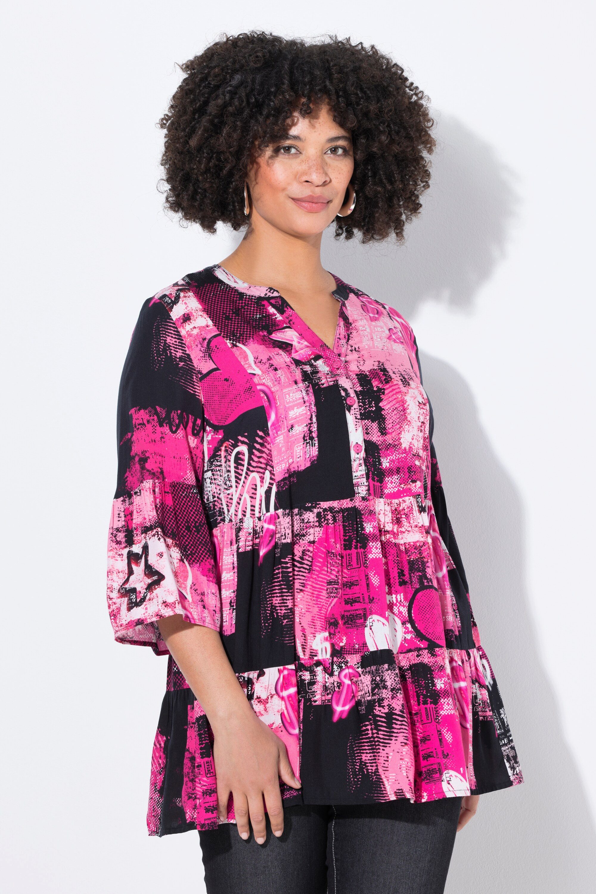 Angel of Style Tunika Bluse grafisches Muster Volants günstig online kaufen