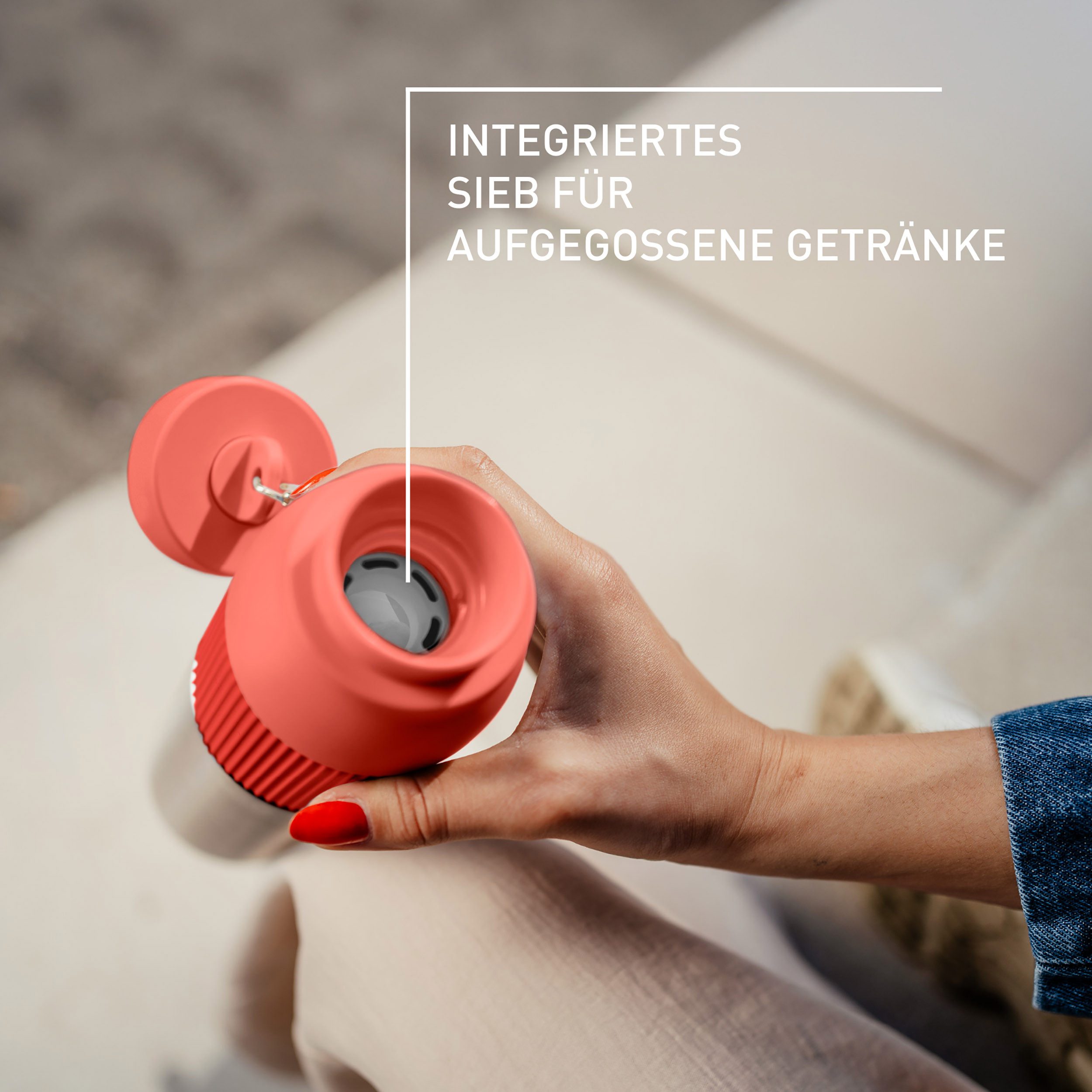 Emsa Isolierflasche beYou Twist, mit integriertem Sieb und Trageband, 100% dicht, spülmaschinengeeignet