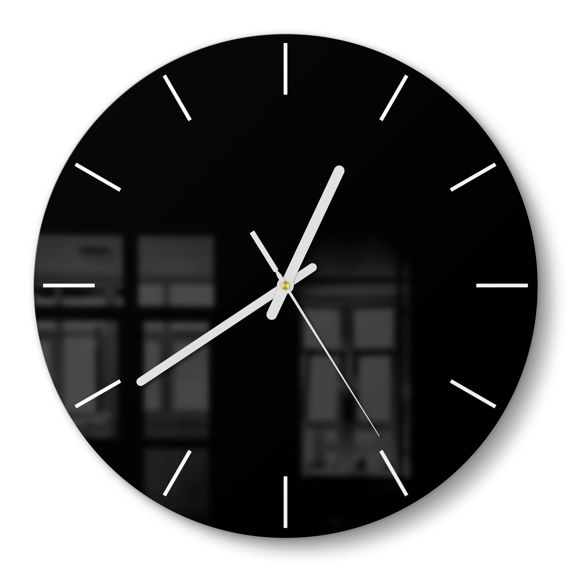 DEQORI Wanduhr 'Unifarben - Schwarz' (Glas Glasuhr modern Wand Uhr Design Küchenuhr)