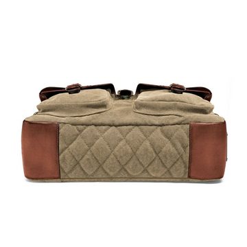 DRAKENSBERG Umhängetasche Aktentasche »Milo« Khaki-Beige, Herren Schultertasche mit 15" Laptopfach im Vintage-Design aus Canvas