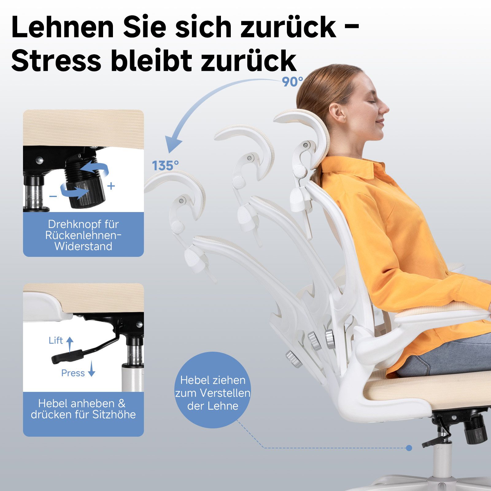 COMHOMA Bürostuhl Ergonomischer Schreibtischstuhl mit 3D günstig online kaufen