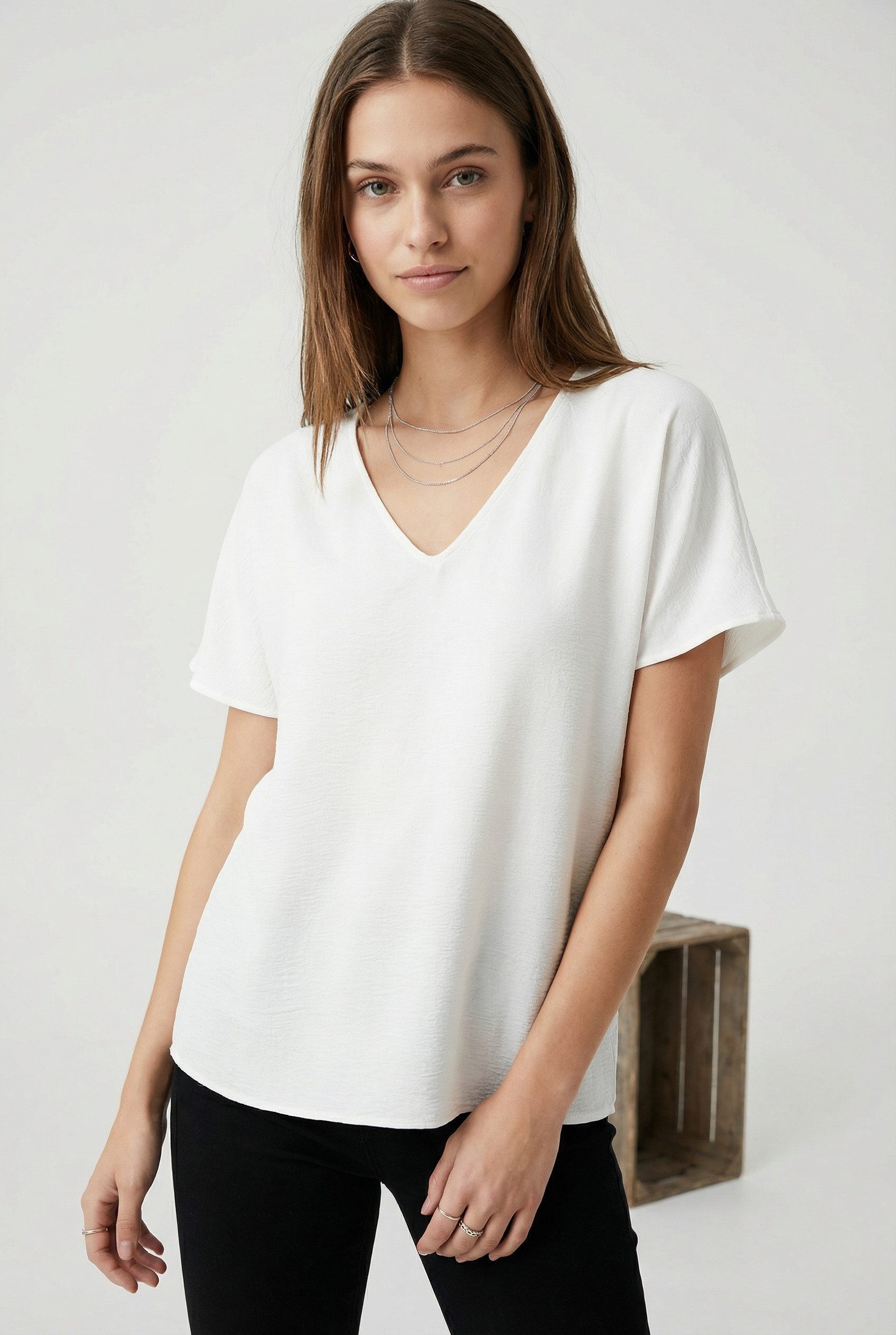 ONLY CARMAKOMA Shirtbluse CARMETTA LIFE V-NECK SS TOP WVN NOOS günstig online kaufen