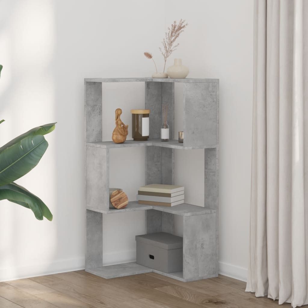 vidaXL Bücherregal Eck-Bücherregal 3 Böden Betongrau günstig online kaufen