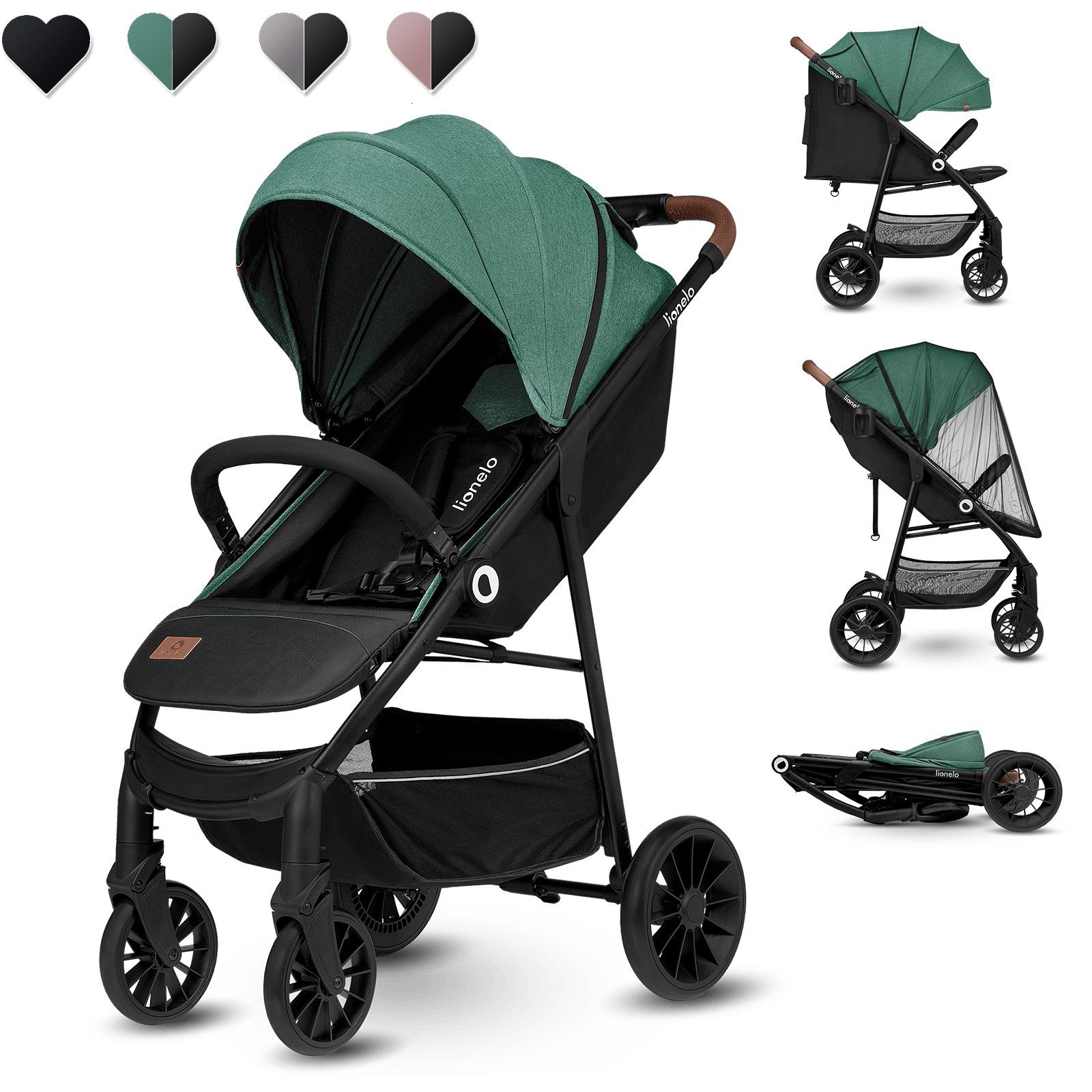 lionelo Kinder-Buggy Zoey, Moskitonetz Große EVA-Räder bis 15 Kg Sonnenschutz