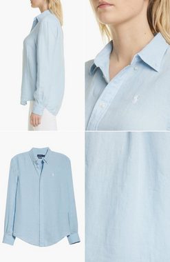 Ralph Lauren T-Shirt POLO RALPH LAUREN Linen Shirt Leinenbluse Vokuhila Hemd T-Shirt Top Bl