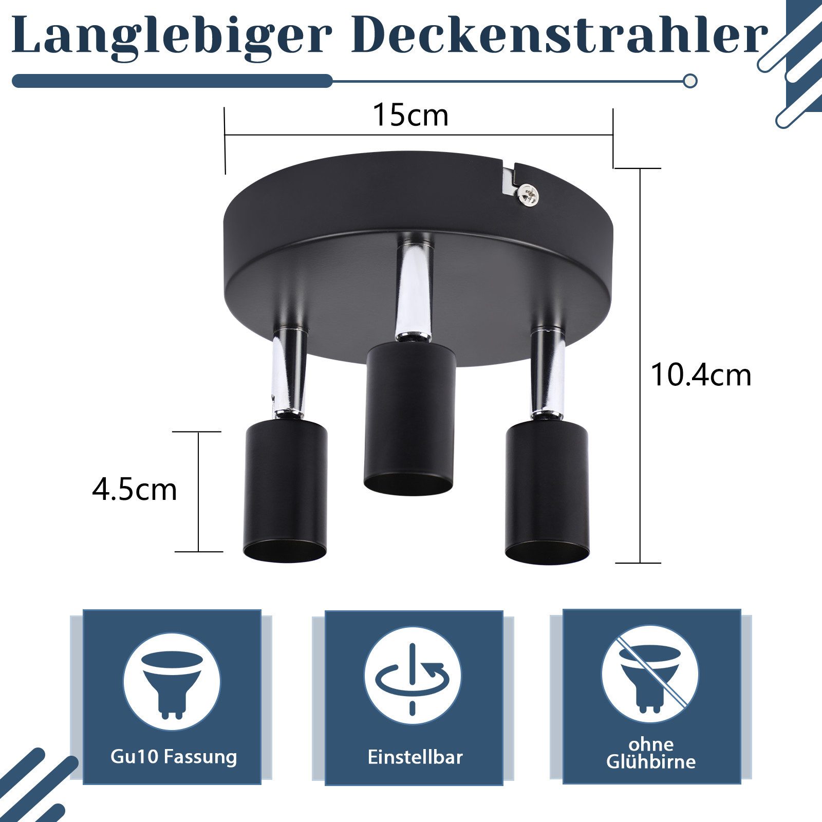 ZMH Deckenstrahler 2/3 Flammig 90° neigbar günstig online kaufen