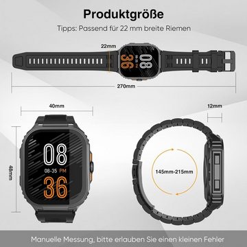 TIFOZEN Herren's HD-Touchscreen IP68 Sportuhr Militär Smartwatch (2,01 Zoll), mit Telefonfunktion Herzfrequen Schlaf Monitor Aktivitäts Tracker