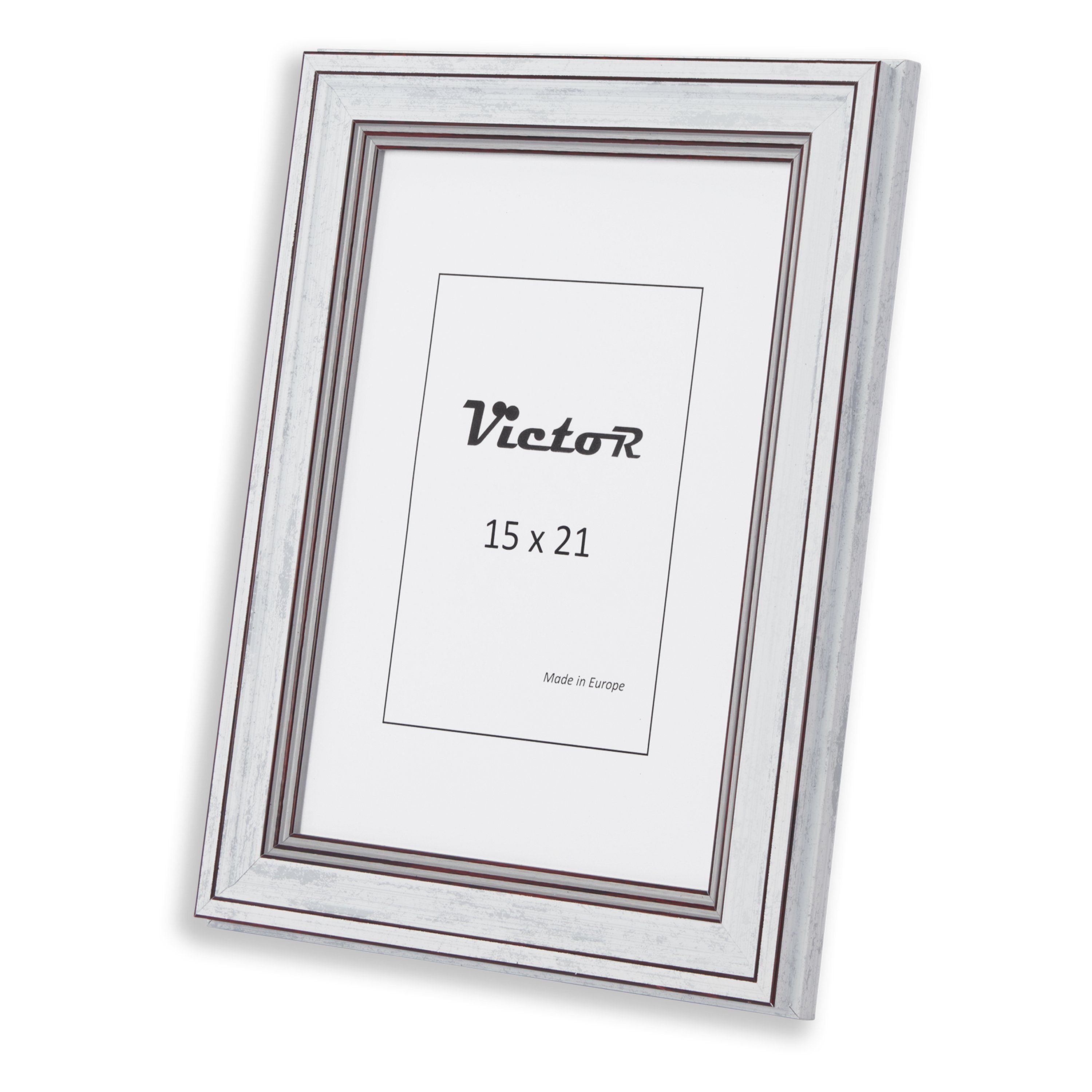 15x21 Set Victor Leiste: in 3er (Zenith) cm, weiß, Bilderrahmen Goya, 19x31mm, Kunststoff Rahmen