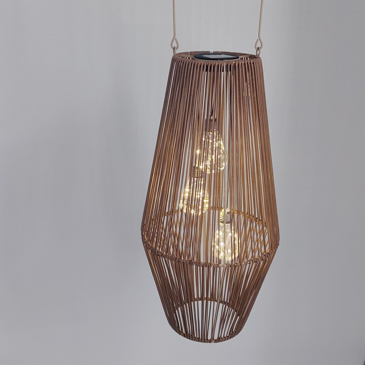 formano LED Tischleuchte Rattan-Optik, LED, Solarbetrieben, Braun, Bänder, H: 54cm