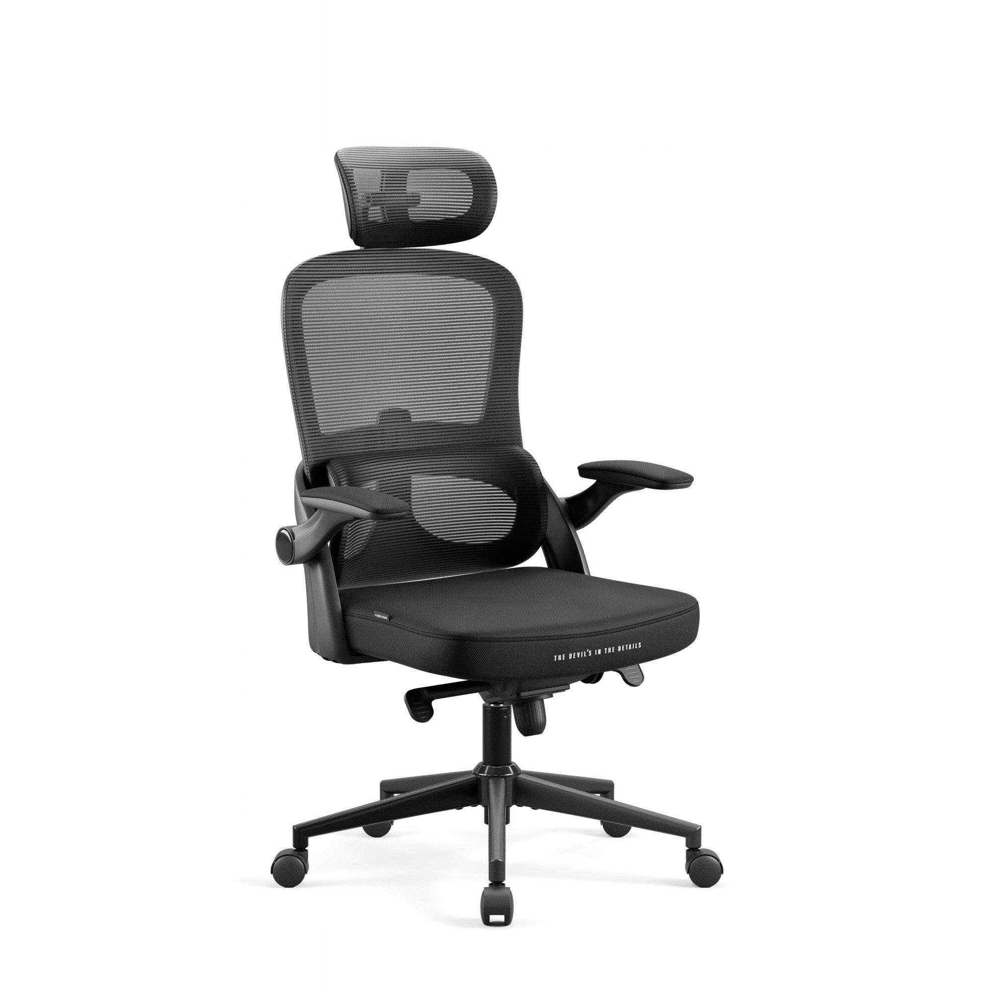 DIABLO CHAIRS Bürostuhl V-Light Stoff ergonomisch Lordosenstütze Metallbasis 110kg (Lordosenstütze, 3D Armlehnen, TiltTech Frog, Atmungsaktiv), Kopfstütze Lendenkissen TiltTech Frog 4 Neigungsstufen