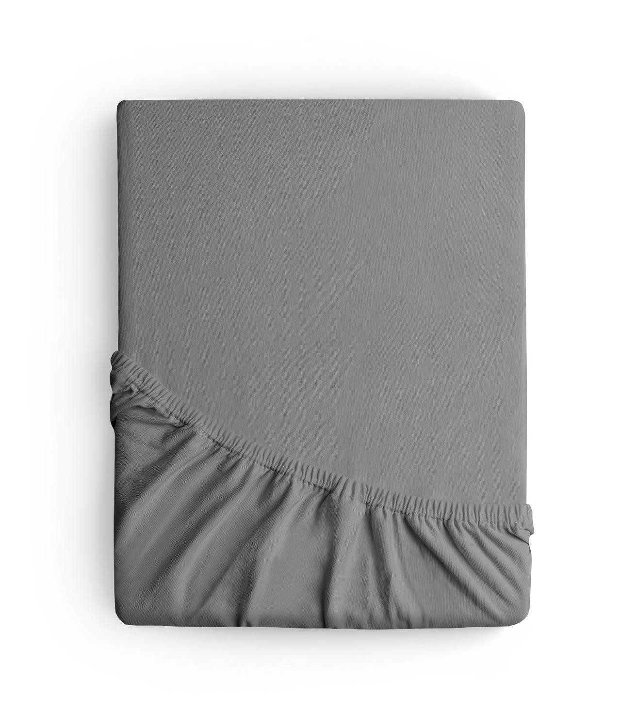 Spannbettlaken Jersey, 90 x 200 cm, Grau, Unifarben, 140 g/m, Jersey, Gummizug: rundum, (1 Stück), mit Rundumgummizug