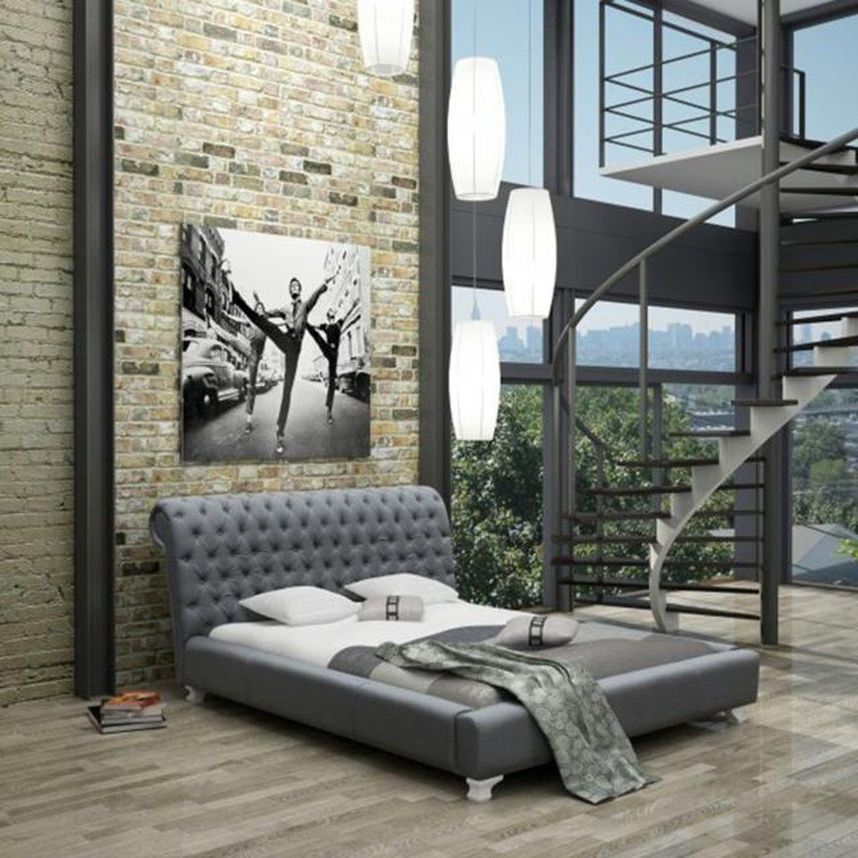 Xlmoebel Polsterbett Doppelbett aus Leder für Schlafzimmer, gepolstert und stilvoll (160x200 cm), Made in Europa