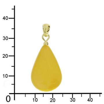 OSTSEE-SCHMUCK Kettenanhänger - Tropfen flach, ca. 22 mm lang - Gold 585/000 - B (1-tlg)