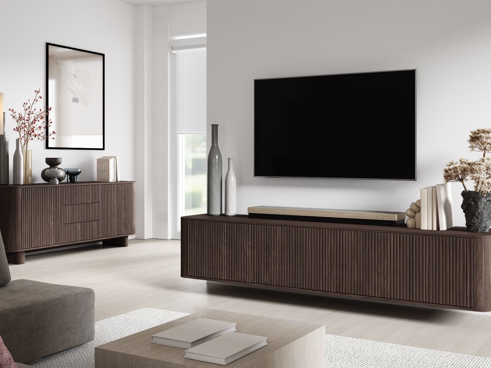 Compleo Nachttisch mit Schublade, Nussbaum oder Kaschmir, Nachschrank, MADE IN EU