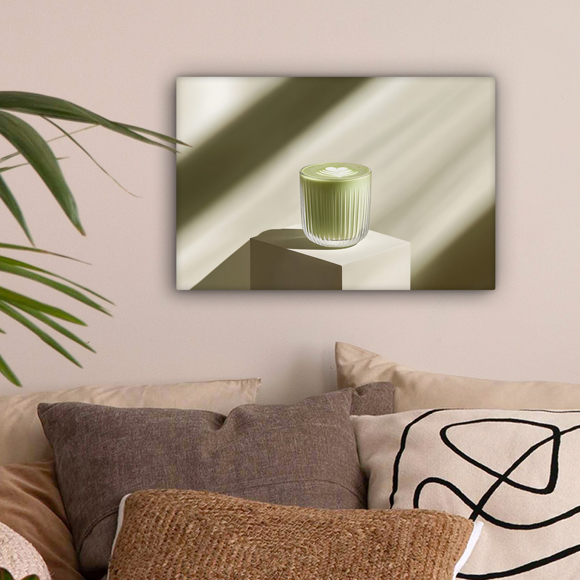 OneMillionCanvasses® Leinwandbild Matcha - Glas - Grün - Minimalistisch, Fo günstig online kaufen