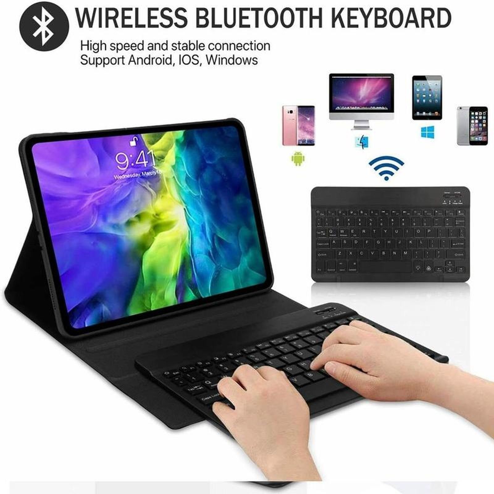Lobwerk Tablet-Hülle 2in1 Set (Hülle + Tastatur) für Apple iPad Pro 11 2020, Aufstellfunktion, Sturzdämpfung