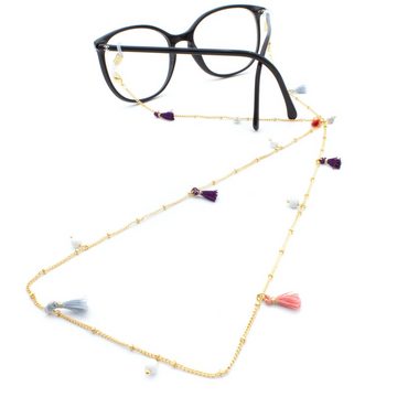 GERNEO Brillenkette GERNEO® - Fiji - Premium Brillenkette & Brillenband Perlen & Fähnchen, Versiegelung aus 18 Karat Gold oder 925er Silber - Pastelltöne