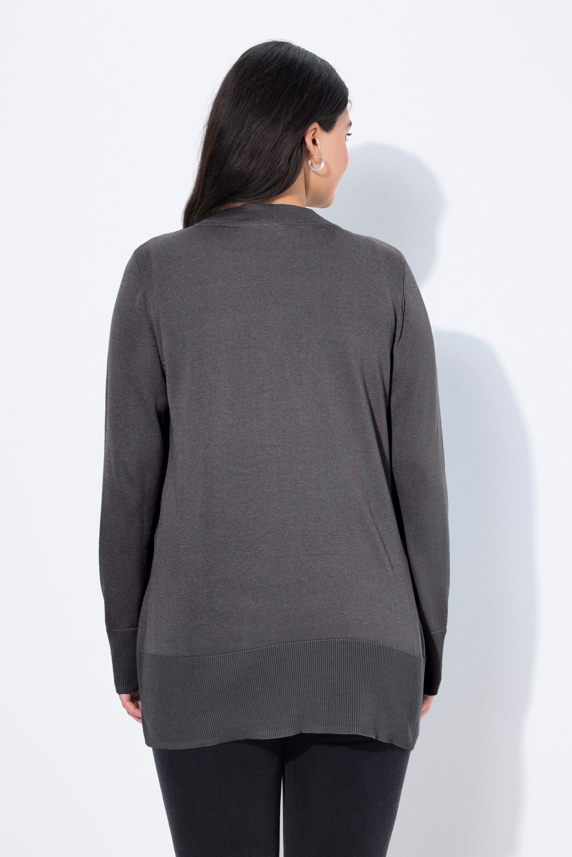 Ulla Popken Strickjacke Strickjacke V-Ausschnitt Knopfleiste Feinstrick Bestseller – Bild 3 von 4