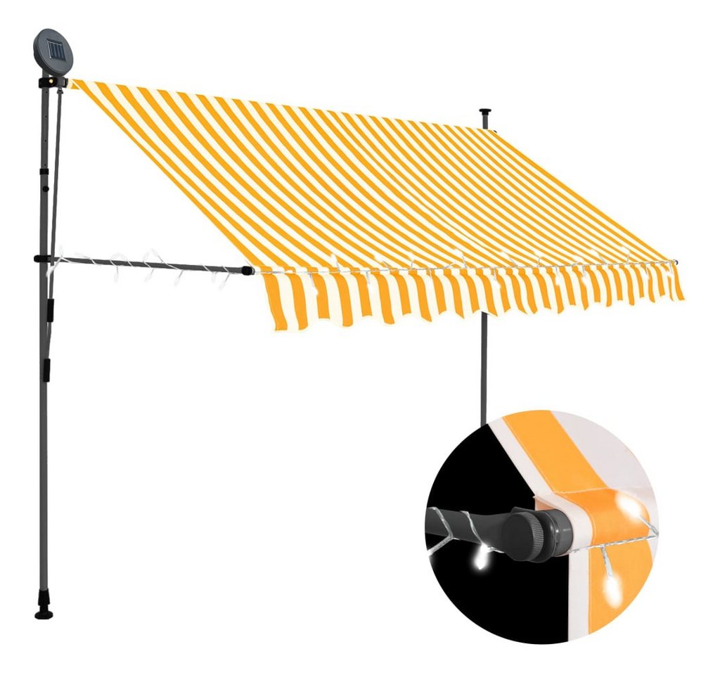 Thumbnail - vidaXL Markise Einziehbare Markise Handbetrieben mit LED 300 cm Weiß Orange