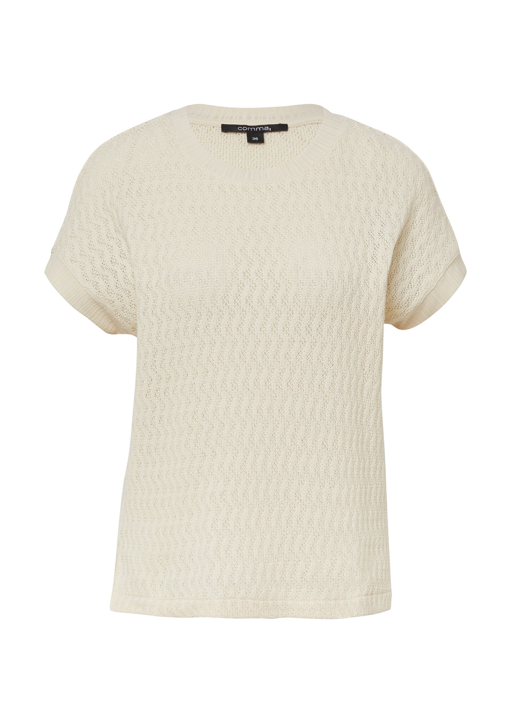 comma Kurzarmshirt T-Shirt Strukturiertes T-Shirt im Relaxed Fit
